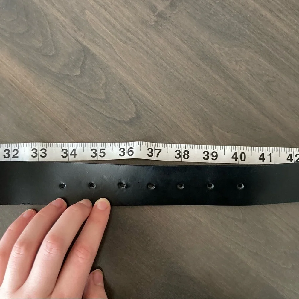 Unbranded Black Leather Big Silver Toned Rhinestone Belt Buckle XXL